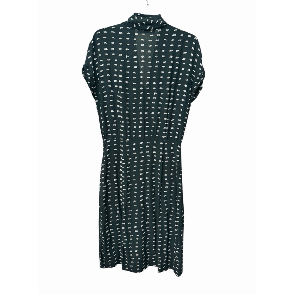 MM.LaFleur Faux Wrap Dress Size 6 Noel Sheath Swipe Green Ruched Italy #YZ2-8 - Picture 7 of 9